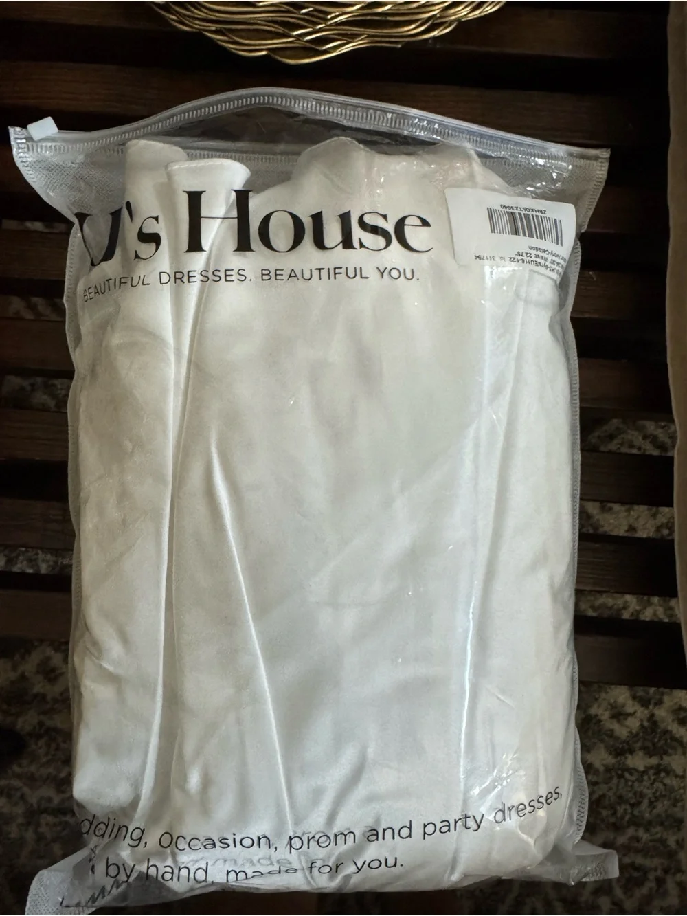JJs House White Satin Flower Girl Dress with Sage Green Shoulder Ties